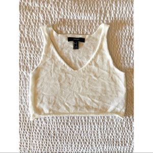 ༺ White Knit Crop Tank ༻